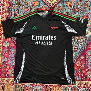 ARSENAL ADIDAS 24/25 SHORT SLEEVE BLACK AWAY JERSEY US SIZE 2XL
